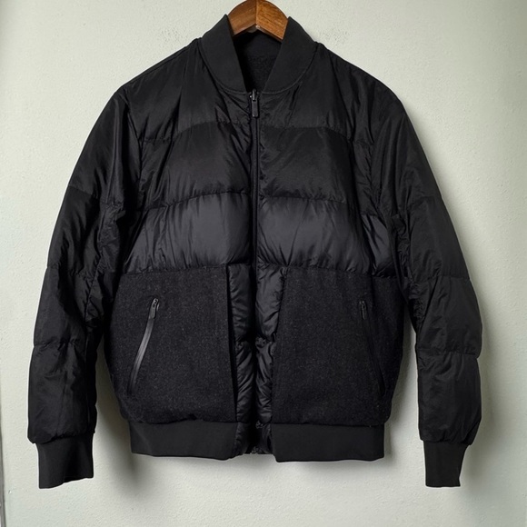 Lululemon Roam Far Wool Goose Down Bomber Puffer Jacket Black/Heathered Black 10 - Picture 4 of 16